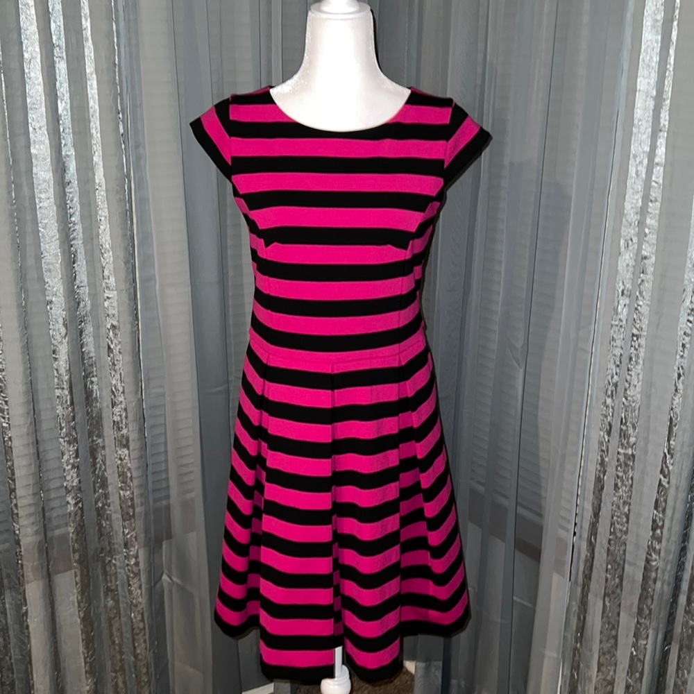 INC Black and Pink Striped Dress Size M - Picture 3 of 12